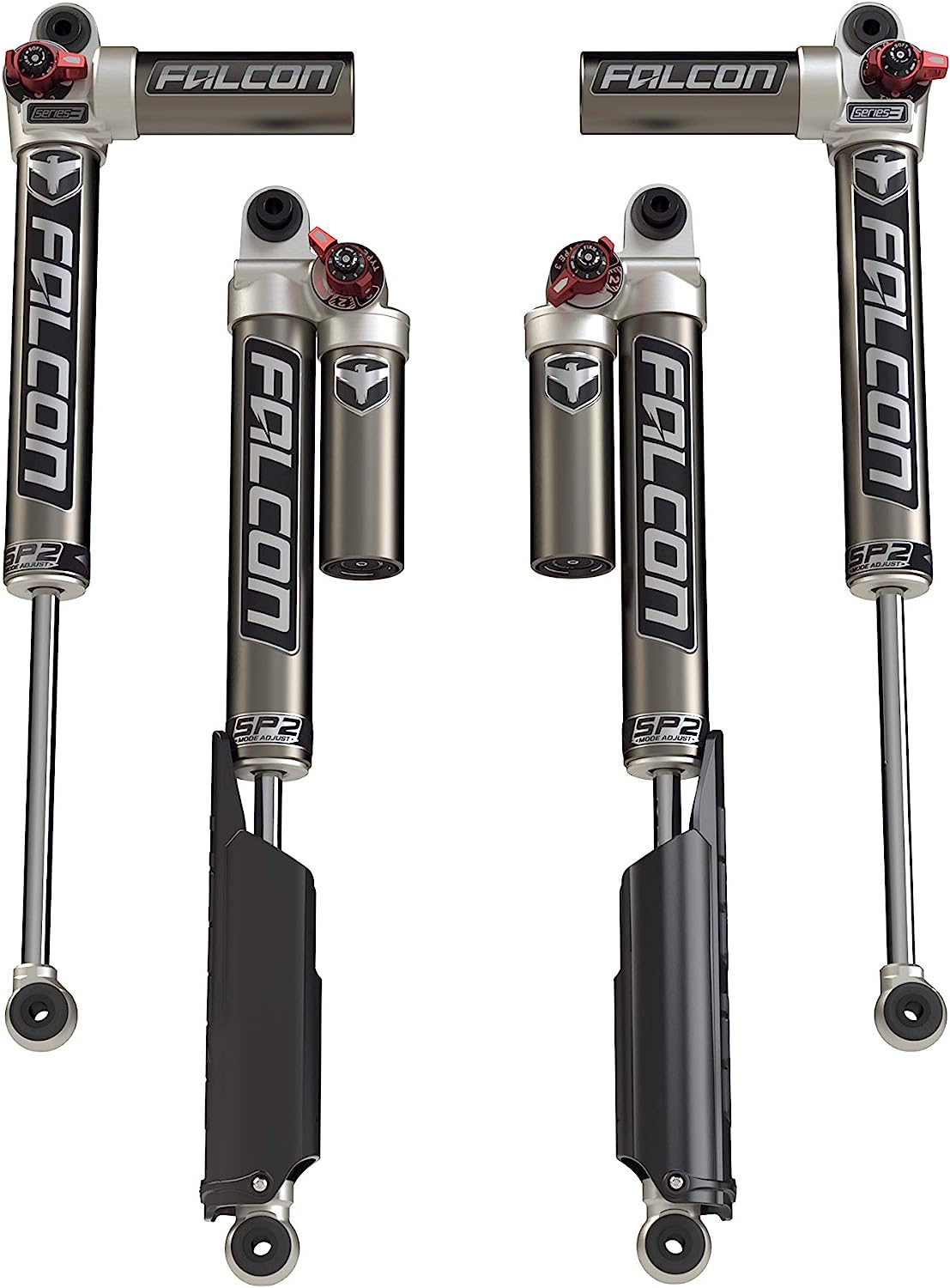 JLU 4-Door Falcon SP2 3.3 Fast Adjust Piggyback Shocks (2-4.5” Lift)