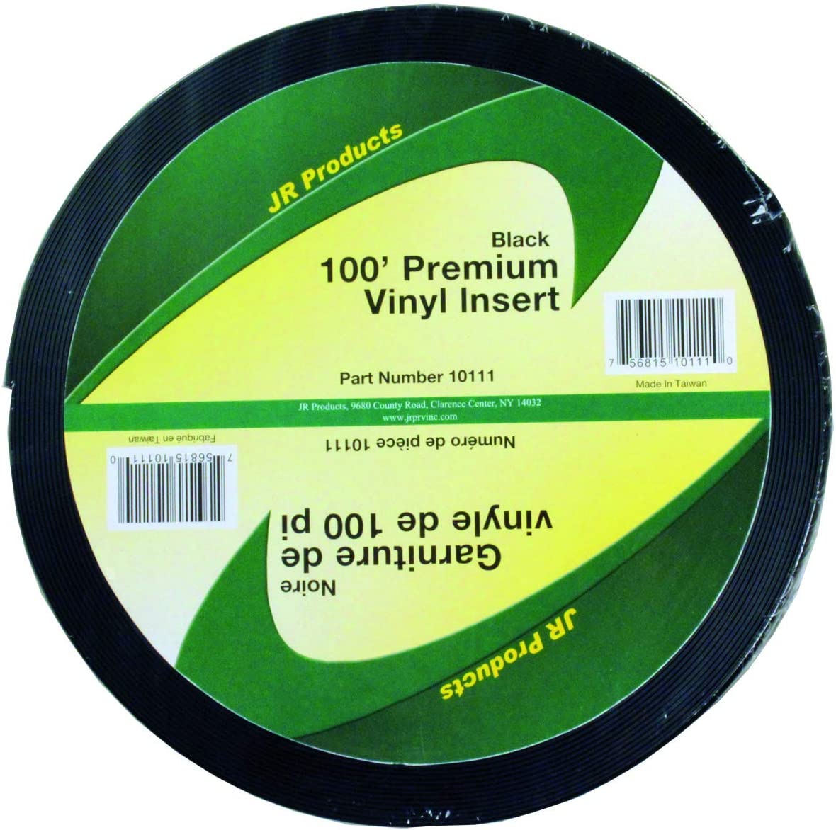 JR Products 10111 Black 100' Premium Vinyl Insert