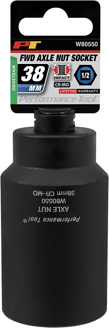 PERFORMANCE TOOL W80550 Wilmar 38 mm FWD Axle Nut Socket CrMo 38mm FWD Axle Nut Skt Chr-Moly