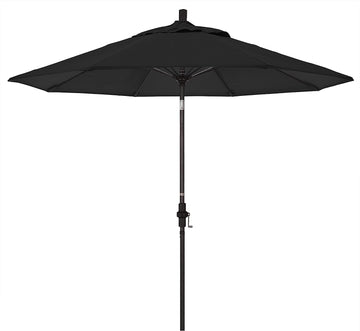 California Umbrella GSCUF908117-5408 9-Feet Sunbrella Fabric Fiberglass Crank Lift Market Umbrella with Bronze Pole, Black