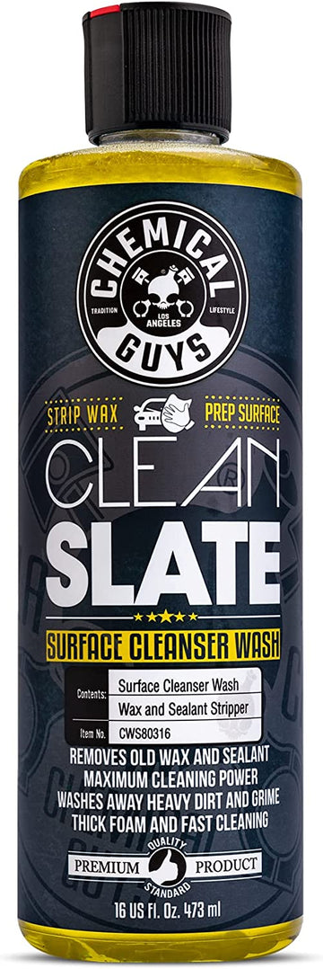 Chemical Guys CWS80316 Clean Slate Deep Surface Cleaning Car Wash Soap (Removes Old Car Waxes, Glazes & Sealants for Superior Surface Prep), 16 oz, Citrus Scent