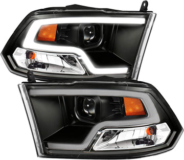 ANZO USA 111404 DODGE RAM 09-18 PROJECTOR PLANK STYLE HEADLIGHT w/HALO BLACK CLEAR AMBER