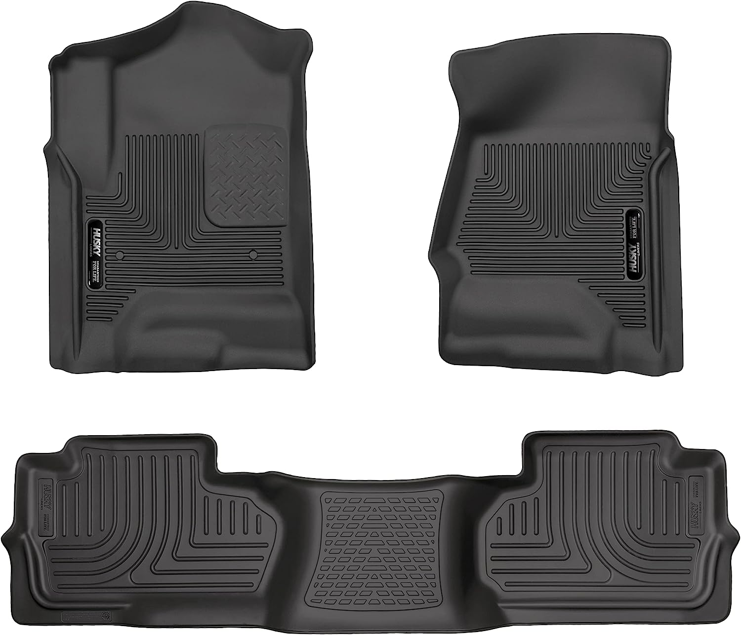 Husky Liners 98241 Black Weather beater Front and 2nd Seat Floor Liners Fits 2014-2018 Chevrolet-GMC Silverado/Sierra 1500 Double Cab, 2019 Chevrolet-GMC Silverado/Sierra 1500 Legacy, 2015-2019 Chevrolet Silverado 2500/3500 HD Double Cab