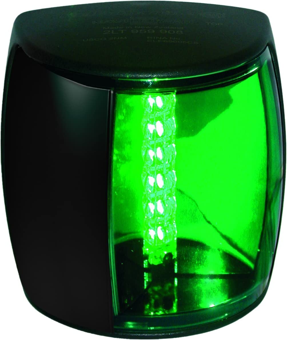 HELLA 959908001 '9908 Series' PRO Multivolt 9-33V DC 2 NM LED Starboard Navigation Light with Colored Outer Lens and Black Shroud
