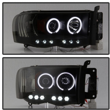 Spyder 5078797 Dodge Ram 1500 02-05 / Ram 2500/3500 03-05 Projector Headlights - CCFL Halo - LED (Replaceable LEDs) - Black Smoke - High H1 (Included) - Low H1 (Included)