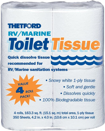 Thetford 20804 RV/Marine Toilet Tissue, Single Ply