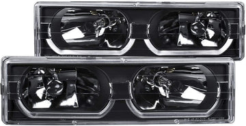 AnzoUSA 111299 Black/Clear Low-Brow Style Headlight for Chevrolet Full Size Truck