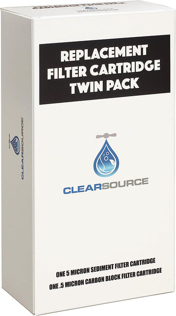 Replacement Water Filter Cartridge By Clearsource - Twin Pack With 5 Micron Sediment Filter And.5 Micron Carbon Block Filter
