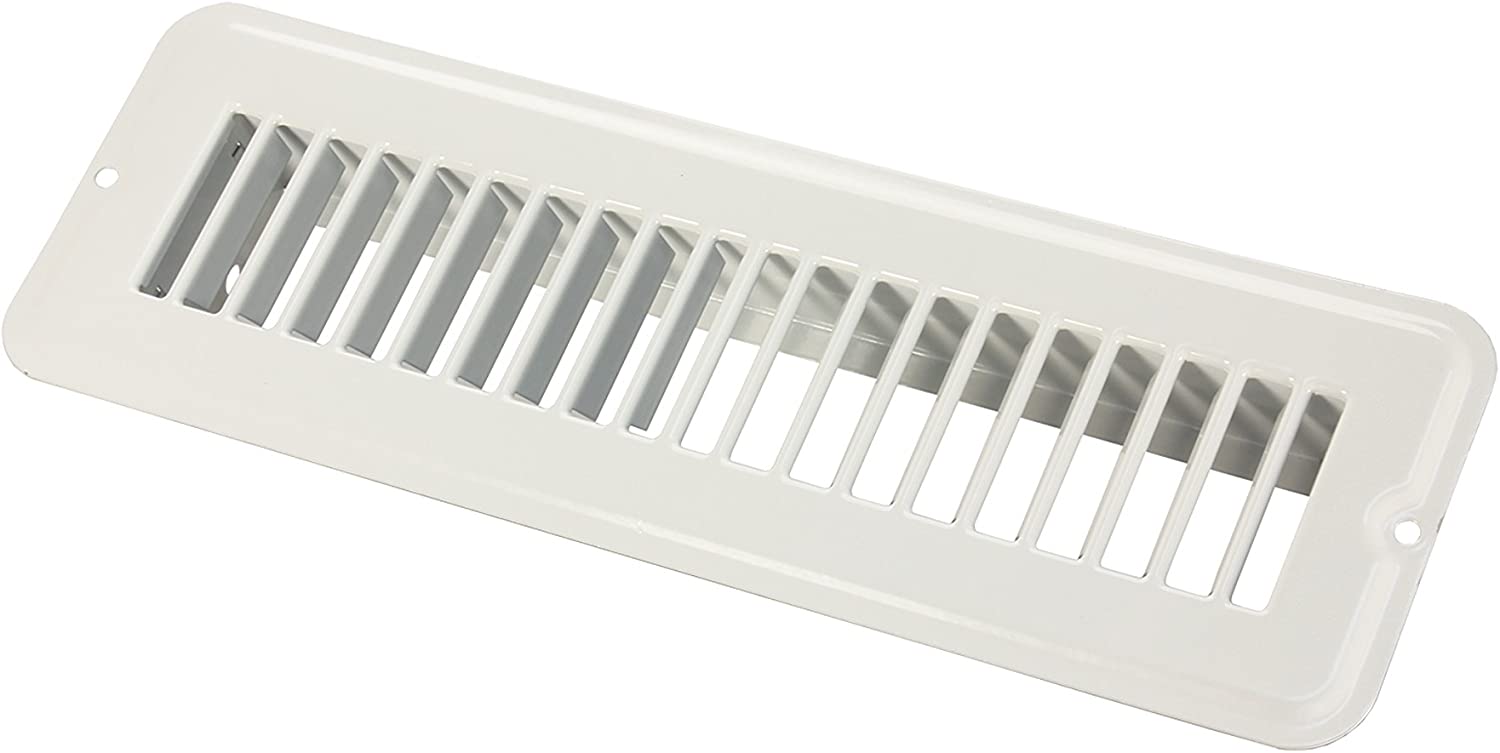 JR Products (02-28925) White 2" x 10" Metal Undampered Floor Register