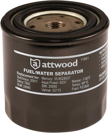 Attwood 11841-4 Universal 10-Micron Fuel/Water Separator Filter with Double Gasket