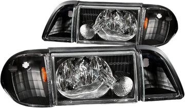 Anzo USA 121192 Ford Mustang Crystal w/Corner/Inner Corners Black Headlight Assembly - (Sold in Pairs)
