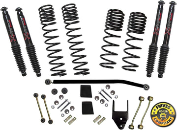 Skyjacker JL40BPBLT Suspension Lift Kit w/Shock 3.5-4 in. Lift Incl. Frt./Rear Dual Rate/Long Travel Series Coil Springs Extended Sway Bar End Links Grade 8 Mounting Hdwr Black MAX Shocks Suspension Lift Kit w/Shock