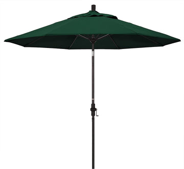 California Umbrella GSCUF908117-5446 9-Feet Sunbrella Fabric Fiberglass Crank Lift Market Umbrella with Bronze Pole, Forest Green