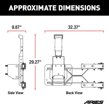 ARIES 2563000 Jeep Wrangler JK Heavy-Duty Adjustable Rear Door Spare Tire Carrier for Up to 37-Inch Wheels