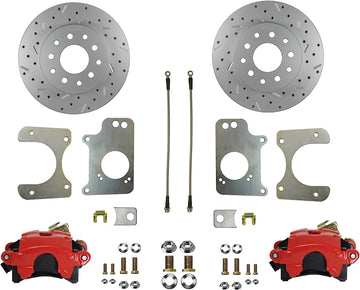 Leed Brakes RRC1009X Rear Disc Brake Conversion Kit-Gm 10 Axles with 3 Bolt Flange-Red Calipers and Maxgrip Xds