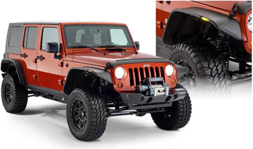 Bushwacker 10918-07 Flat Style Fender Flare-Set of 4 for 2007-2018 Jeep Wrangler JK 4-Door Model