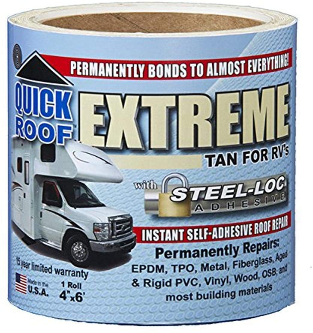 Cofair T-UBE406 Quick Roof Extreme with Steel-Loc Adhesive, Tan for RVs - 4" x 6'