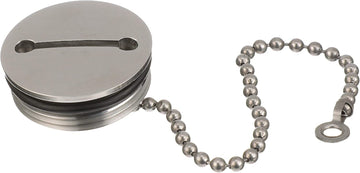 attwood 66074-3 Stainless Steel Deck Fill Replacement Cap and Chain fits Deck Fills with a 3.0” Flange Size