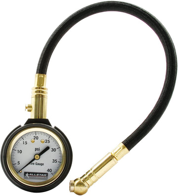 Allstar ALL44077 2" Face 12" Hose 0-40 PSI Range Tire Pressure Gauge