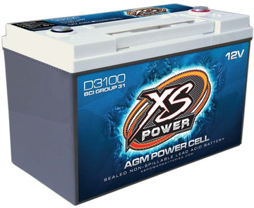 XS POWER D3100 Supplemental Car Audio Power 12 Volt AGM Battery w/5000 Amps & 110 Amp Hours & 237 Minutes of Reserve Capacity