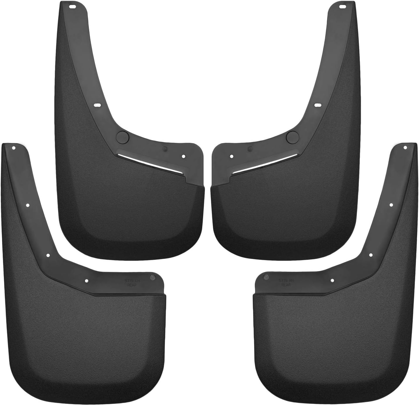 Husky Liners - Front & Rear Mud Guards | 2007-2013 Chevrolet Silverado 1500, 2007-2014 Chevrolet Silverado 2500/3500 w/Single Rear Wheels, 4 Piece Set, Front & Rear Set - Black, 4 Pc | 56796 4 Piece Set Silverado