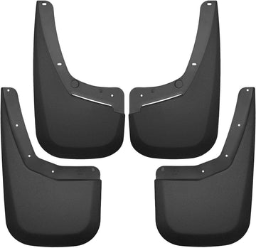 Husky Liners - Front & Rear Mud Guards | 2007-2013 Chevrolet Silverado 1500, 2007-2014 Chevrolet Silverado 2500/3500 w/Single Rear Wheels, 4 Piece Set, Front & Rear Set - Black, 4 Pc | 56796 4 Piece Set Silverado