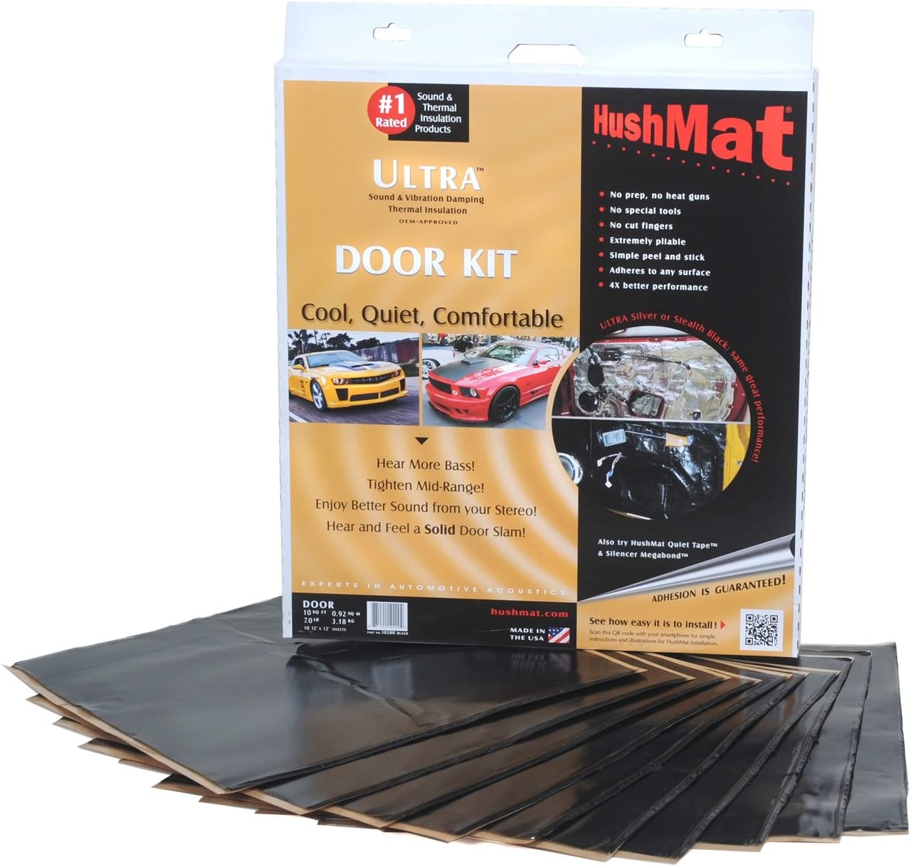 HushMat 10200 Ultra Black Foil Door Kit with Damping Pad - 10 Piece