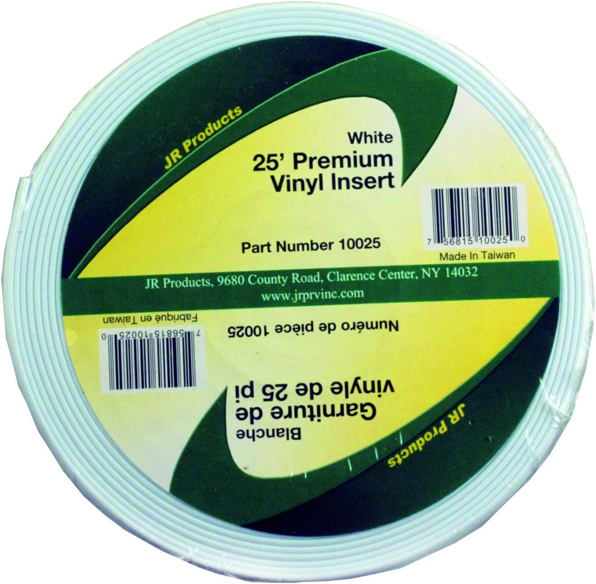 JR Products 10025 White 25' Premium Vinyl Insert