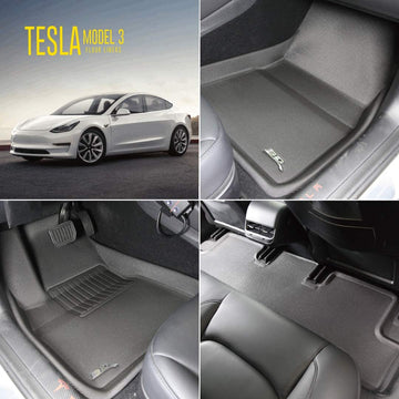3D MAXpider All-Weather Floor Mats for Tesla Model 3 2020-2021 Premium Custom Fit Floor Liners, Kagu Series (1st & 2nd Row)