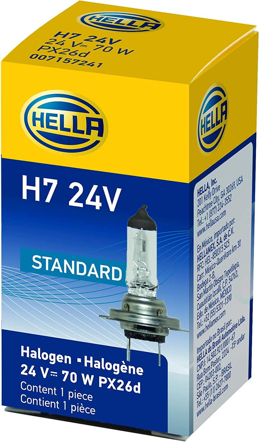 HELLA H7 24V Standard Halogen Bulb, 70W,Standard - 70W Standard - 70W Single Box