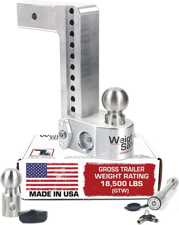 Weigh Safe WS10-2.5-KA 10" Drop Hitch, 2.5" Receiver 18,500 LBS GTW - Adjustable Aluminum Trailer Hitch Ball Mount w/ Built-in Scale, 2 Stainless Steel Balls, Keyed Alike Key Lock and Receiver Pin 10" Drop Hitch 2 Piece Keyed Alike Lock Set