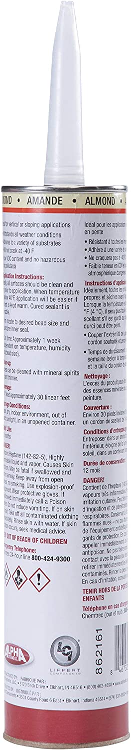 Lippert Components 1010 Low VOC Non-Sag Sealant, Almond (10.3 Oz. Tube) (N101006TLCI)