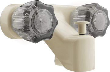 Dura Faucet (DF-SA110S-BQ) RV Tub & Shower Faucet Valve Diverter with Smoked Acrylic Knobs (Bisque Parchment)