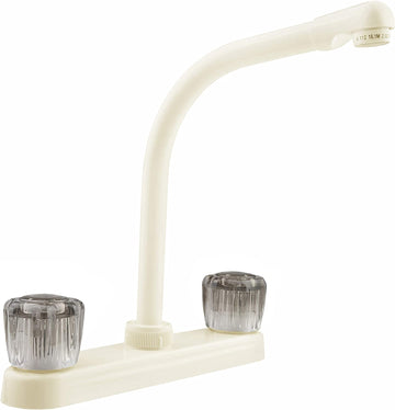 Dura Faucet (DF-PK210S-BQ) Hi-Rise RV Kitchen Faucet with Smoked Acrylic Knobs (Bisque Parchment)