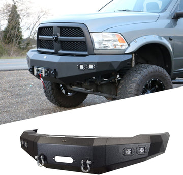 DV8 Offroad | FBDR2-02 | Front Bumper fits 2010-2018 RAM 2500/3500 Trucks | 3pc Modular Construction | Integrated Winch Mount | LED Lights Included