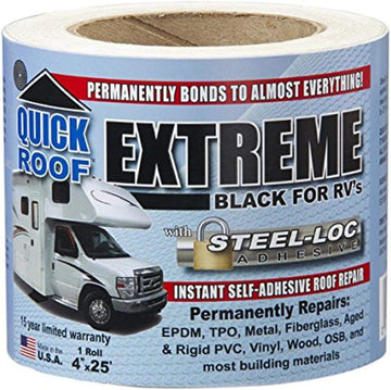 Cofair B-UBE425 Quick Roof Extreme with Steel-Loc Adhesive, Black for RVs - 4" x 25'