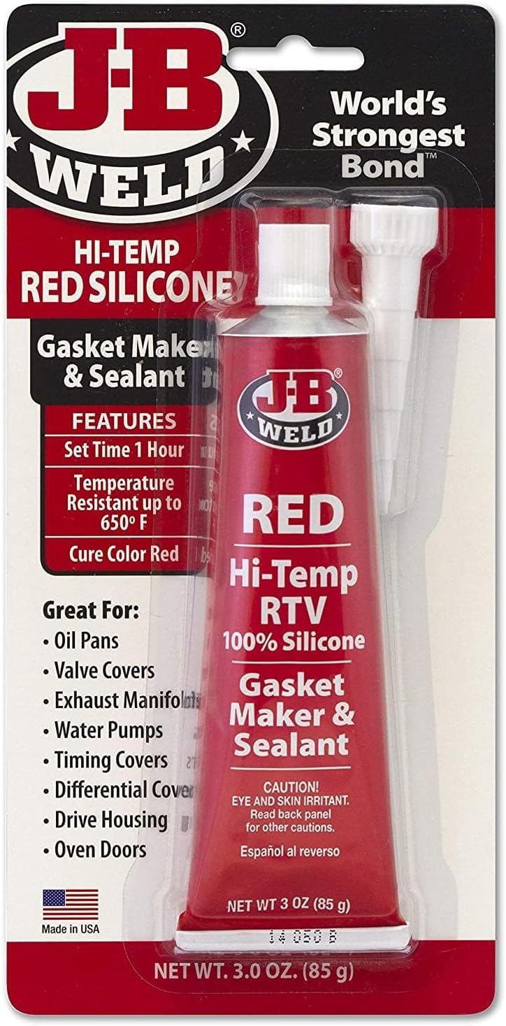 J-B Weld 31314 High Temperature RTV Silicone Gasket Maker and Sealant - Red - 3 oz