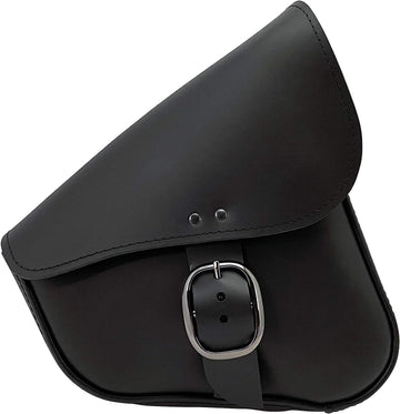 Willie & Max Black Leather Motorcycle Swingarm Bag with Black Chrome Buckle - Dual Shock - Sporter - 59904-08 10.5" x 11.5" x 4.5" Black with Black Chrome Buckle