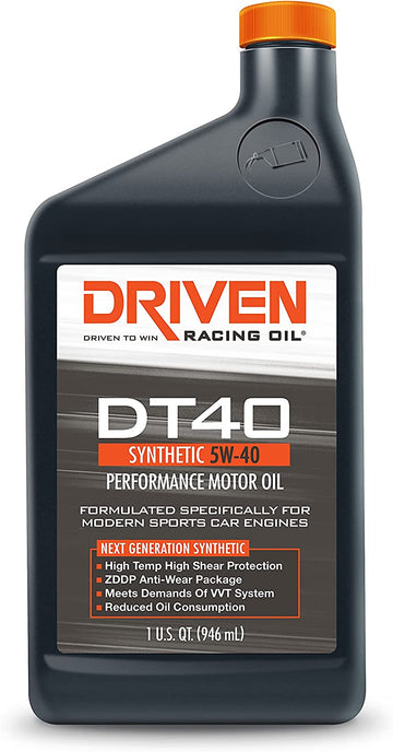 Joe Gibbs Driven Racing Oil 02406 DT40 5W-40 Synthetic Oil - 1 Quart Bottle