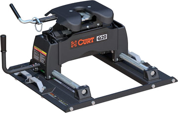 Curt 16677 Q20 5th Wheel Hitch with Ford Puck System Roller for Short Bed Trucks (20,000 lbs. GTW), Gloss Black Powder Coat