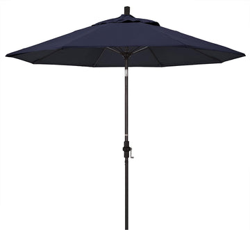 California Umbrella GSCUF908117-5439 9-Feet Sunbrella Fabric Fiberglass Crank Lift Market Umbrella with Bronze Pole, Navy