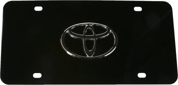 Auto Gold TOYCB Chrome On Black License Logo Plate, Toyota