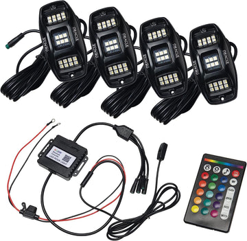 ORACLE Lighting ColorSHIFT LED RGB+W Rock Light Kit | Attaches Seamlessly to Underbody Wheel Well, 4 Oversized Light Pods with Wireless RF Controller, Part # 5895-339