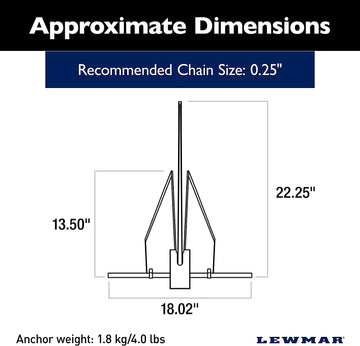 Lewmar 4 lb. LFX Fluke Anchor for Boats Anchoring in Mud or Sand, Aluminum 2 lb