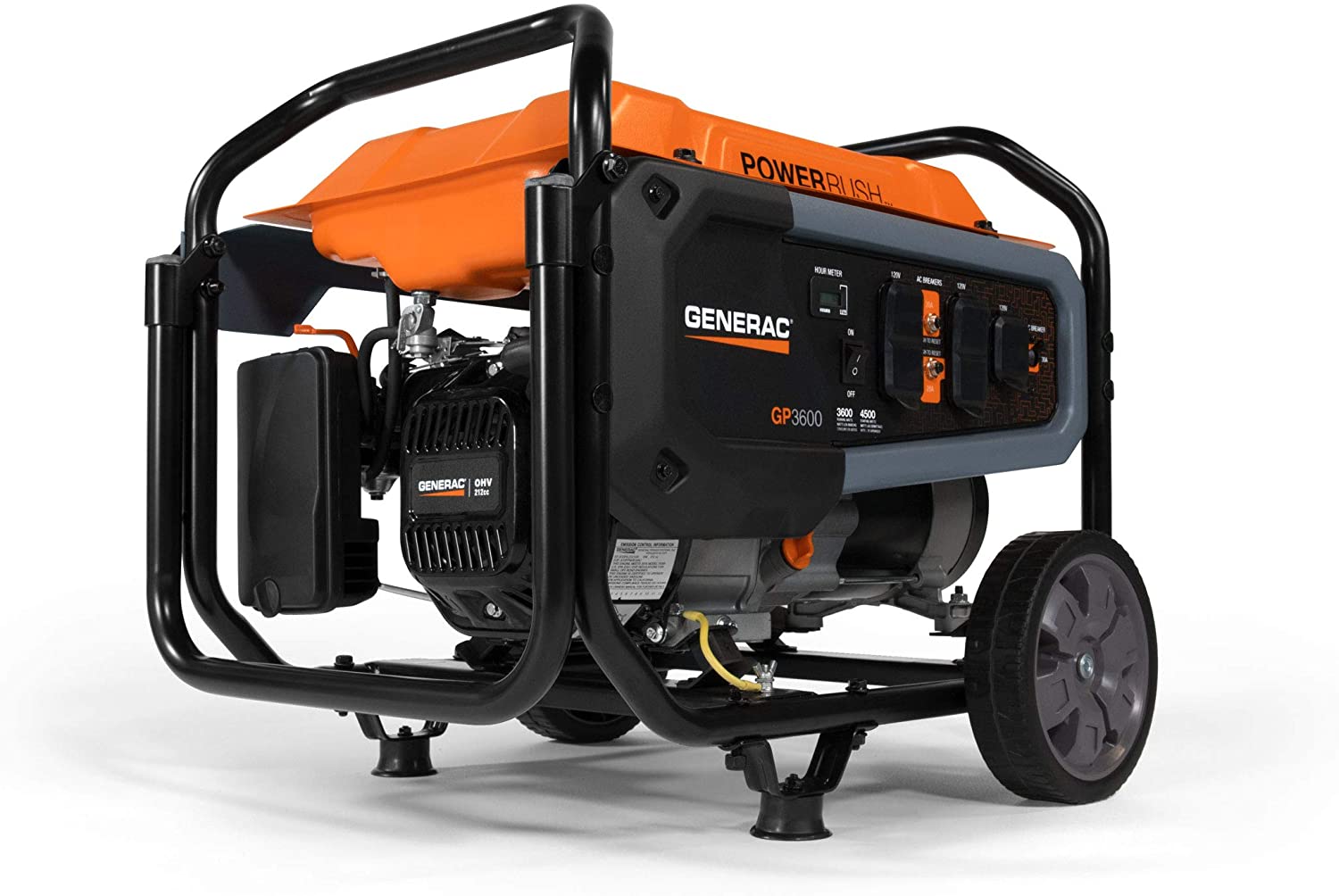 Generac 7678 GP3600 Portable Generator, Orange, Black GP3600 - 50 St.