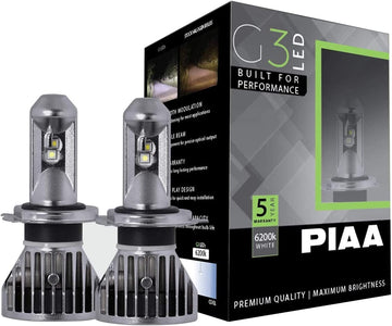 PIAA 26-17404 H4 G3 LED Bulbs, 6200K-12/24V 24W-Twin Pack, White