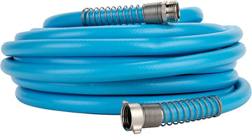 Camco EvoFlex 75-Foot Drinking Water Hose, 5/8-Inch ID | Ideal for RV and Marine Use | Features an Extra-Flexible Design (22597), Blue