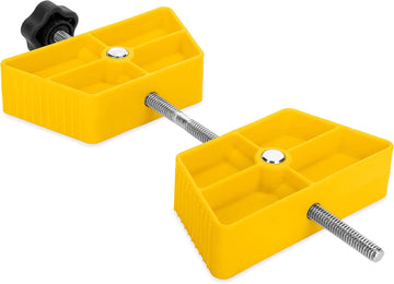 Camco Large RV Wheel Stop Fits 26 to 30-inch Diameter Tires Tire Spacing from 3 ½ to 5 ½-inches Yellow (44622) Large Wheel Stop