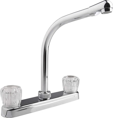 Dura Faucet (DF-PK210A-CP) High Rise RV Kitchen Faucet with Crystal Acrylic Knobs (Chrome) quantity 1 Chrome Polished