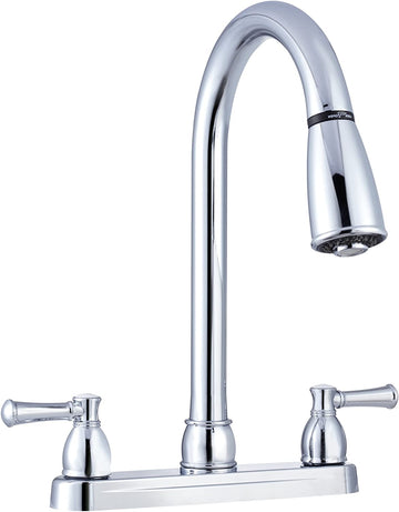 Dura Faucet (DF-PK350LCP) RV Non-Metallic Dual-Lever Pull-Down Kitchen Faucet (Chrome)